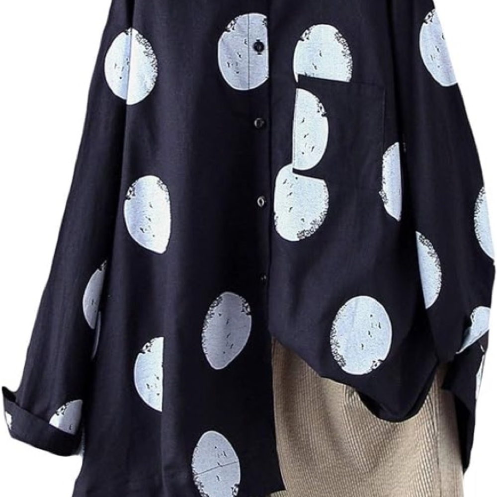 Navy Polka Dot Button-Up Shirt